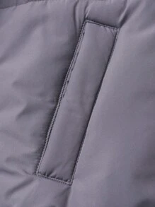 Teen Girls Contrast Fuzzy Patchwork Padded Coat - Multicolor - View 3