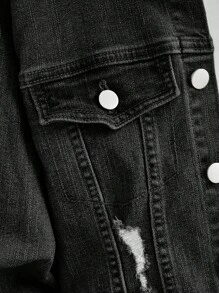 2pcs/Set Ripped Distressed Denim Outfit For Tween Boys - Casual Jeans & Top, School, Campus, College Chic Outfits For Autumn/Winter