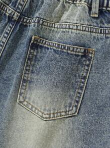 SHEIN Quần jean ống đứng phong cách đường phố cổ điển dành cho teen boy lưng thun và thợ làm cáp - Rửa tối - Xem 6