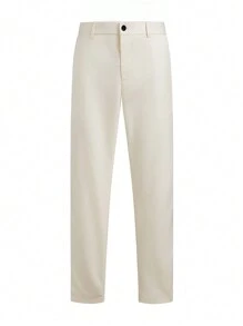 Manfinity Mode 2pcs Men's Plus Size Solid Color Long Sleeve Side Button Design Blazer And Pants Daily Office Suit Set