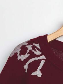 SHEIN LUNE Suéter informal de manga larga, escote redondo, hombro caído, con estampado de calavera, para mujeres de talla grande, otoño/invierno