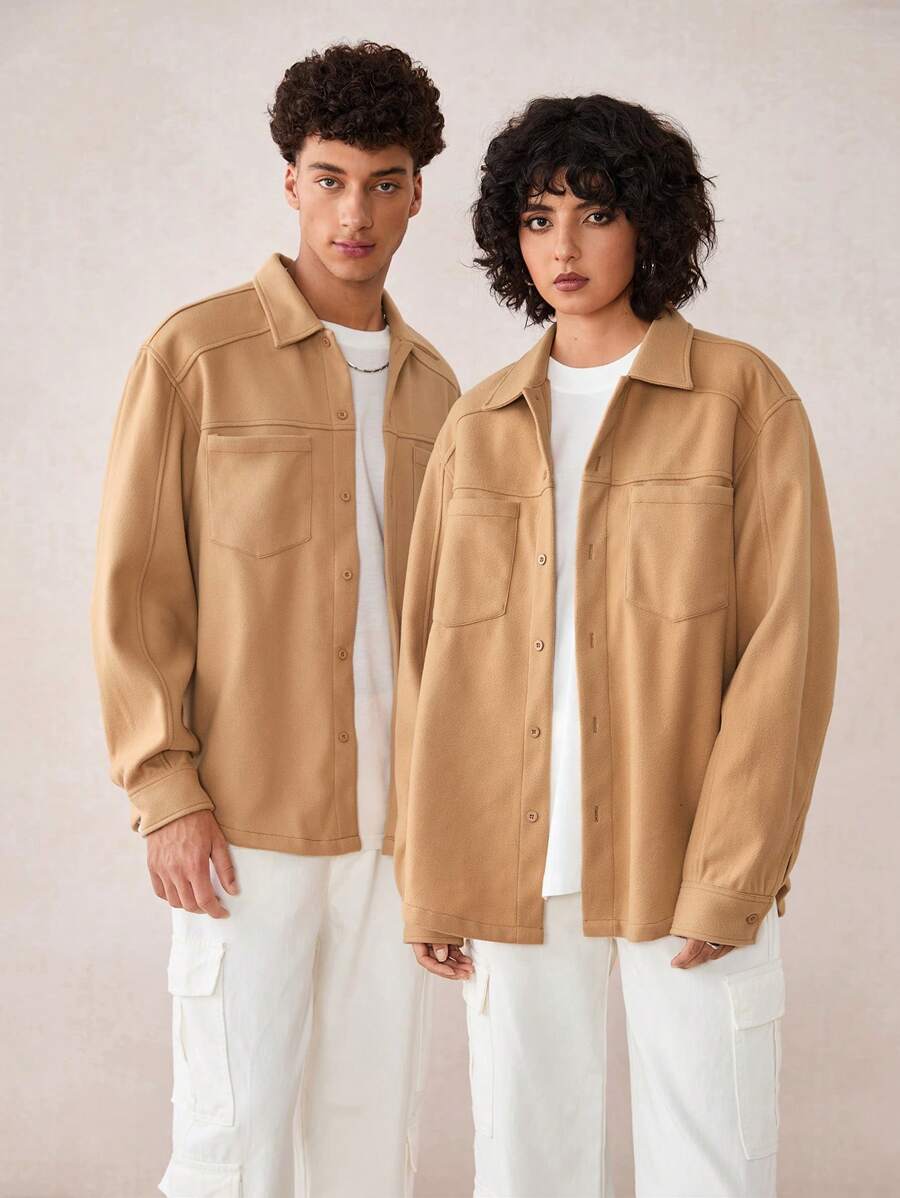 Chaqueta casual de manga larga con cuello alto y corte holgado para hombre, adecuada para otoño e invierno