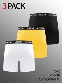 3pcs/Set Men's Patchwork Waistband Boxer Briefs - Multicolor - View 2