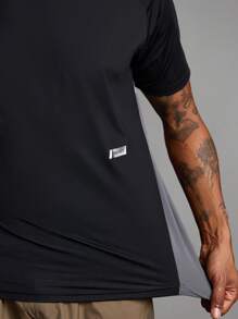 Manfinity Sport Corelite Áo thun thể thao thường ngày in chữ cổ tròn tay ngắn phong cách bạn trai dành cho nam, quần áo tập gym, trang phục đi bộ đường dài, áo lót ngắn, áo phông trơn - màu đen - Xem 7