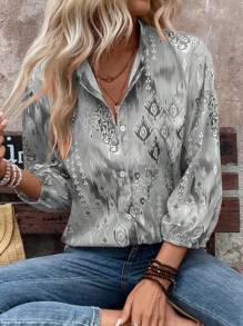 EMERY ROSE 度假休闲复古印花衬衫 - 彩色 - 查看 4