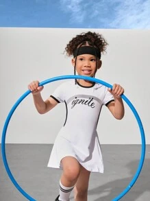 SHEIN Fete Vintage Font Letter Print Rochie Sport Pentru Yoga, Tenis, Badminton, Golf