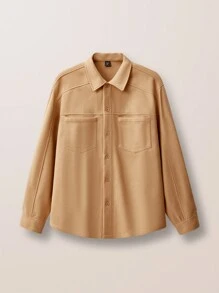 Chaqueta casual de manga larga con cuello alto y corte holgado para hombre, adecuada para otoño e invierno