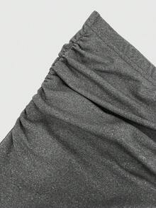 Slaydiva Plus Drawstring Front Flare Leg Pants - Grey - View 4