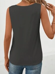 SHEIN LUNE 夏季休闲纯色背心 - 深灰色 - 查看 2