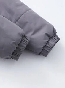 Teen Girls Contrast Fuzzy Patchwork Padded Coat - Multicolor - View 4