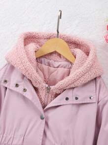 Explorewe Tween Girls' Thermal Lined Hooded Windbreaker With Pockets, Fall/Winter - Dusty Pink - View 8