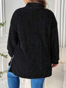 SHEIN LUNE 大码针织蓬松高领 T 恤