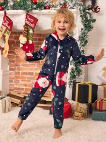 Bộ đồ ngủ liền quần ấm áp thoải mái in hình ông già Noel vui vẻ cho bé trai, trang phục gia đình đồng bộ (Bộ đồ cho mẹ và bé được bán riêng) - Nhiều màu - Xem 8