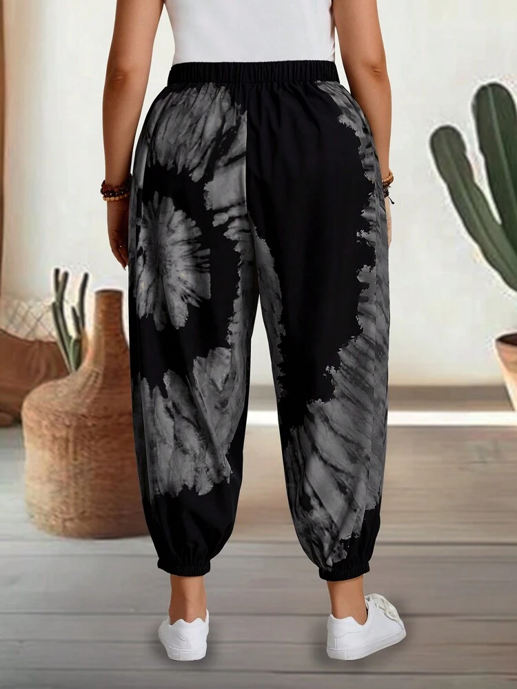 Plus Size Summer Countryside Printed Daily Casual Tapered Leg Pants
