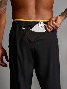 Manfinity Sport Streetwear Boyfriend Style Men's Contrast Color Patchwork Front Tie Pocket Minimalist Sports Pants