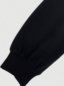 Slaydiva 加大码印花抽绳卫衣 - 黑色 - 查看 3