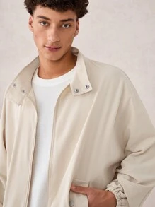 Manfinity VCAY Men's Slim Fit Casual Batwing Jacket, Suitable For Autumn, For Fall Winter - Apricot - View 4