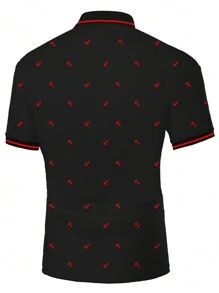 Manfinity Mode Plus Size Men's Summer Casual Anchor Printed POLO Shirt