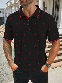 Manfinity Mode Plus Size Men's Summer Casual Anchor Printed POLO Shirt