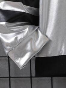 SHEIN 青少年男孩街头服饰数字和英文字母印花长袖运动衫 - 銀色 - 查看 6