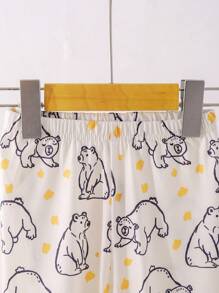 SHEIN Bộ trang phục phối màu gấu trúc và gấu nâu hoạt hình dễ thương cho bé trai 2 món, mặc thường ngày - Nhiều màu - Xem 5