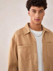 Chaqueta casual de manga larga con cuello alto y corte holgado para hombre, adecuada para otoño e invierno