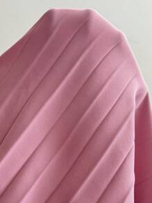 Chiquease Vestido de manga farol con cuello en V, plisado y retorcido, para primavera/otoño