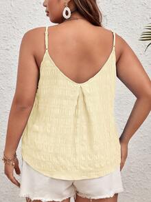 SHEIN VCAY Camisa de tirantes holgada con fruncido de unicolor para mujer de talla grande en verano - Albaricoque - Ver 2