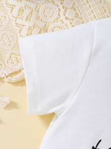 Baby Girl Whimsical Unicorn Print 2pcs Set - Casual Short Sleeve Top And Skirt, - Multicolor - View 6