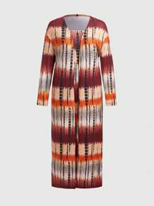 Slaydiva Plus Tie Dye Tube Bodycon Dress With Coat - Multicolor - View 2