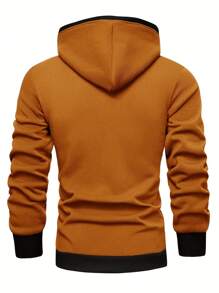 Manfinity Homme Sudadera holgada casual con capucha y cordón de color contrastante para hombre, otoño e invierno