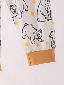 SHEIN Bộ trang phục phối màu gấu trúc và gấu nâu hoạt hình dễ thương cho bé trai 2 món, mặc thường ngày - Nhiều màu - Xem 4