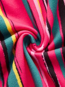 Slaydiva Top Con Estampado Integral De Manga Con Volante Y Leggings Con Cordón Lateral