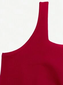 XLLAIS Áo tank top không tay cổ vuông màu trơn dành cho nữ, kiểu dáng ôm sát, màu đỏ, thích hợp cho dịp Giáng sinh, Năm mới, Lễ tình nhân và mùa hè. - Đỏ - Xem 9