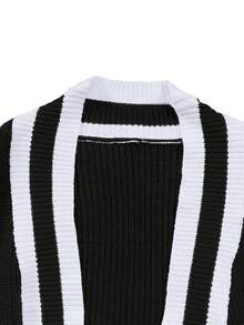 大码女式拼色落肩长袖口袋宽松休闲长款开衫，冬季