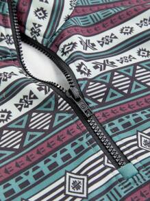 Manfinity VCAY Men's Knitted Casual Loose Fit Pattern Long Sleeve Half Zip Sweatshirt, For Fall Winter - Army Green - View 7