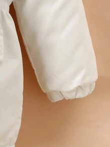 Ropa de abrigo diaria informal con capucha y forro polar grueso para niñas bebé, elegante blanco, otoño/invierno