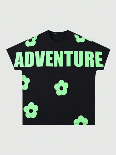 Street Life Men's Vintage Floral Print Short Sleeve T-Shirt, Streetwear Style