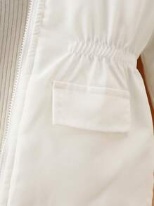Ropa de abrigo diaria informal con capucha y forro polar grueso para niñas bebé, elegante blanco, otoño/invierno