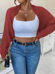 Calvaya Plus Size Women's Solid Color Batwing Long Sleeve Cardigan Sweater, Autumn Winter