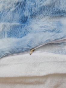1pc Blue Tie Dye Decorative Faux Rabbit Fur Cushion Cover Without Filler, Modern Flannelette  Fuzzy Plush Throw Pillow Cover Zipper Closure For Home, For Sofa, Living Room - Blue - View 7