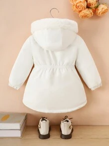 Ropa de abrigo diaria informal con capucha y forro polar grueso para niñas bebé, elegante blanco, otoño/invierno