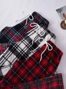 3 piezas Pantalones de pijama con cuadros para mujer, para otoño/invierno