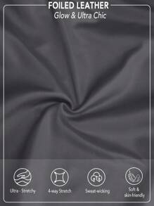 Innovista 女士纯色高腰拼接网眼健身紧身裤 - 深灰色 - 查看 5