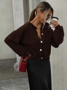 Aveloria Modichic 宽松纹理色块针织开衫毛衣超大毛衣