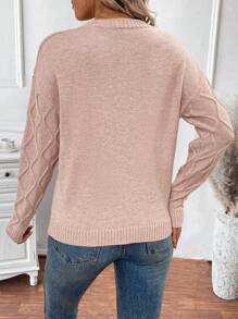 SHEIN LUNE 女式简约圆领几何纹理针织上衣