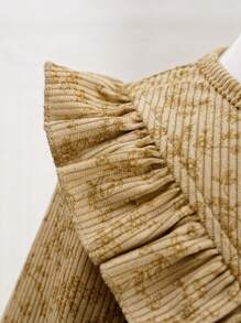 SHEIN Young Girl' Fashionable Casual Basic Sweet  Elegant Corduroy Floral Fabric 3D Warm Comfortable Cozy Vivid Suitable For Party, Gathering, Outing, Shopping, Vacation, Daily Wear, Spring, Autumn, Winter, Sweet  Sweetheart Fitted Long Sleeve Dress