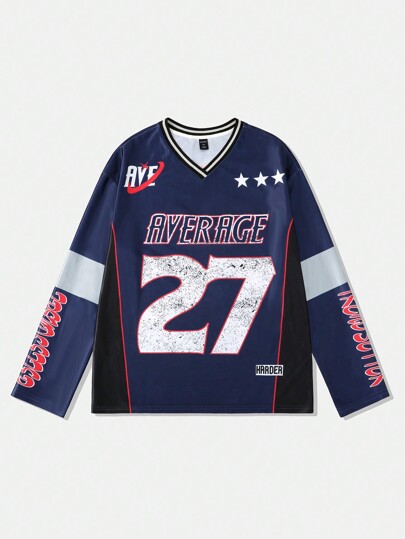 Street Life Camiseta deportiva de manga larga de bloques de color para hombres