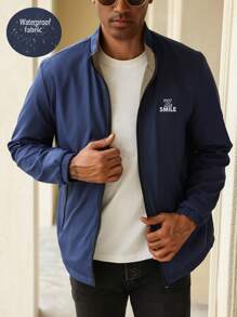 Manfinity Homme Chaqueta con cremallera informal de manga larga para hombre, otoño/invierno