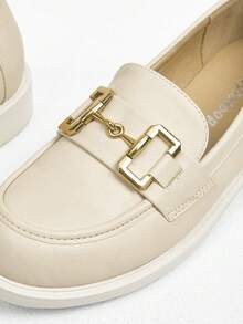 CUCCOO BIZCHIC Women's Metal Decorated Simple Flat Casual Loafers Fall - Apricot - View 8